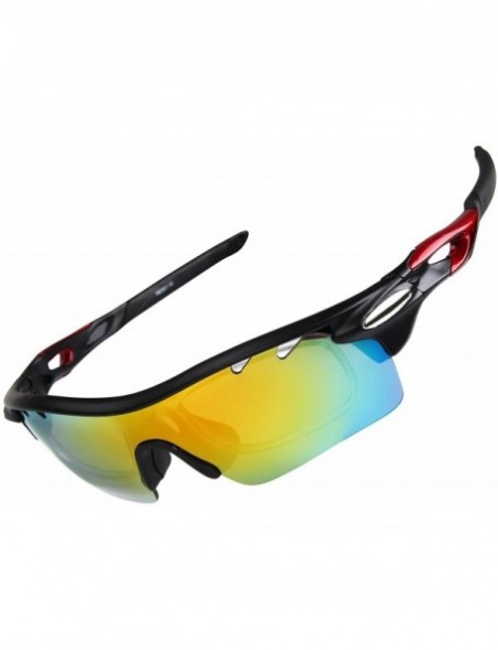 Sport 5 Lens Combo Cycling Bike Sports Color Sun Glasses - 4 Choose - Black&redii - CW12HF4OB0P $14.70