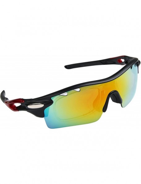 Sport 5 Lens Combo Cycling Bike Sports Color Sun Glasses - 4 Choose - Black&redii - CW12HF4OB0P $14.70
