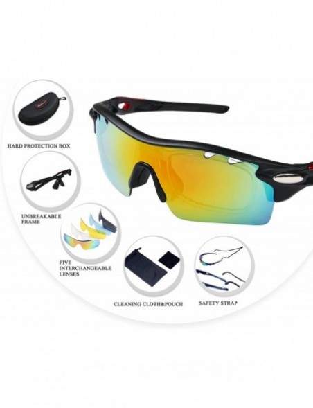Sport 5 Lens Combo Cycling Bike Sports Color Sun Glasses - 4 Choose - Black&redii - CW12HF4OB0P $14.70