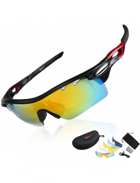 Sport 5 Lens Combo Cycling Bike Sports Color Sun Glasses - 4 Choose - Black&redii - CW12HF4OB0P $14.70