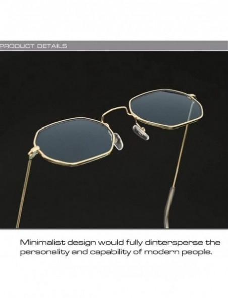Round Vintage Sunglasses Women Classic Metal Frame Eyewear Fashion Mirror Hexagon Sun Glasses For Women - Gold Pink - CR198UR...