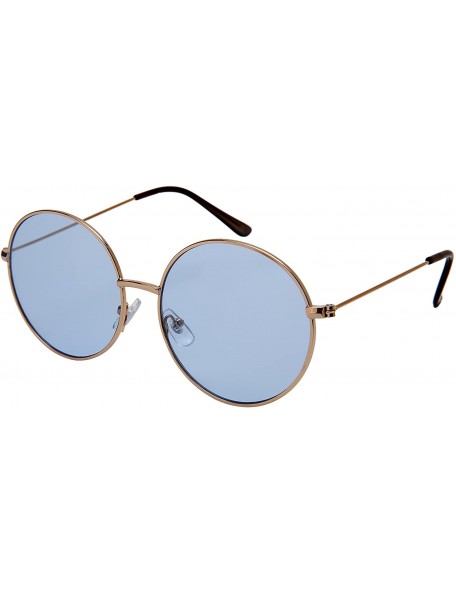 Round Classic Retro Round Shape Sunnies w/Flat Lenses 5121 - Gold - CX185XEZ546 $12.16