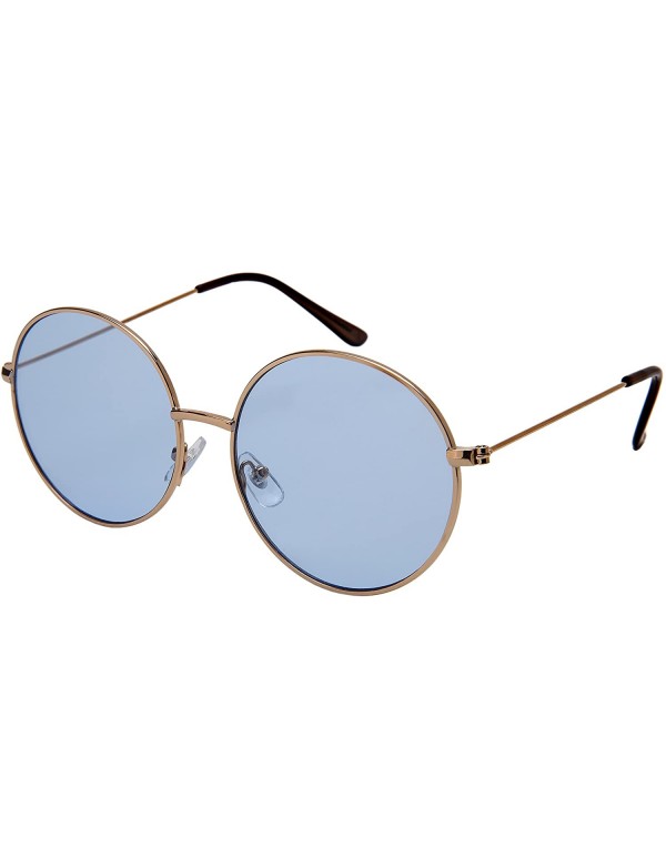 Round Classic Retro Round Shape Sunnies w/Flat Lenses 5121 - Gold - CX185XEZ546 $12.16