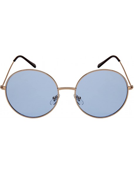 Round Classic Retro Round Shape Sunnies w/Flat Lenses 5121 - Gold - CX185XEZ546 $12.16