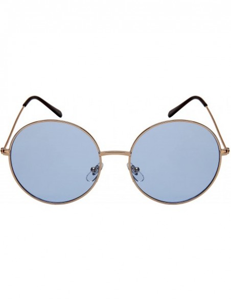 Round Classic Retro Round Shape Sunnies w/Flat Lenses 5121 - Gold - CX185XEZ546 $12.16