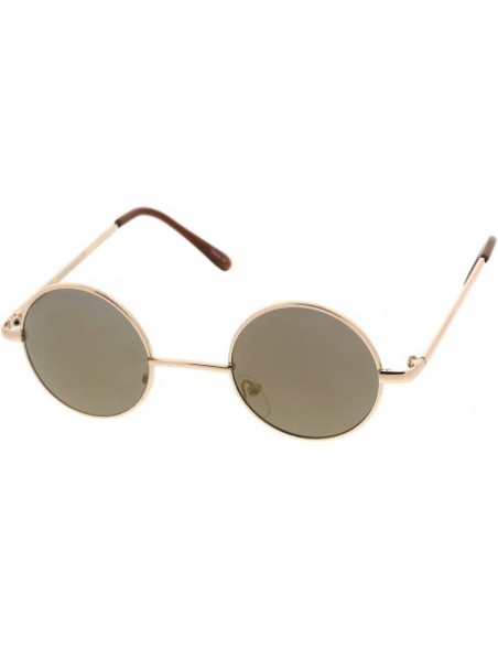 Round Retro Round Sunglasses for Men Women with Color Mirrored Lens John Lennon Glasses - Gold / Gold - CN11F5C88FJ $8.32