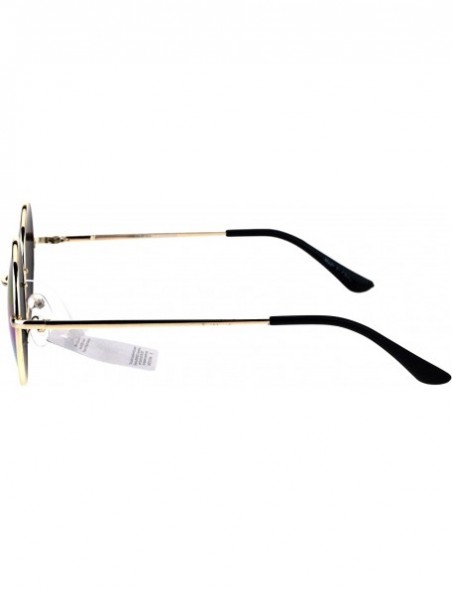Oversized Mens Round Circled Mirrored Lens Wire Rim Musician Sunglasses - Gold Oil Slick - CF17XXKSNHQ $14.85