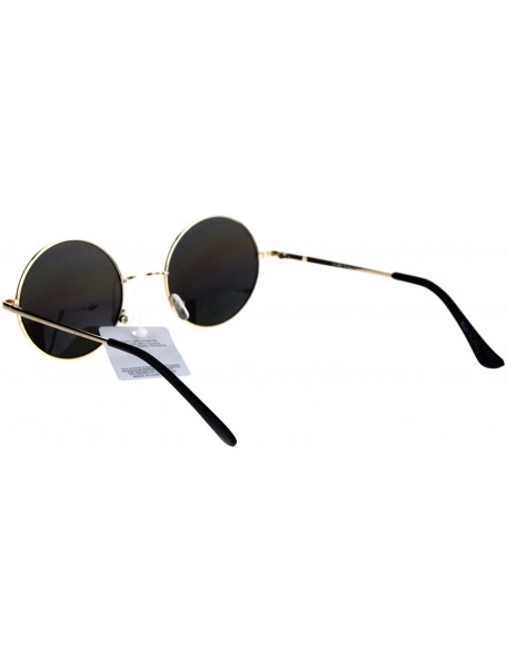 Oversized Mens Round Circled Mirrored Lens Wire Rim Musician Sunglasses - Gold Oil Slick - CF17XXKSNHQ $14.85