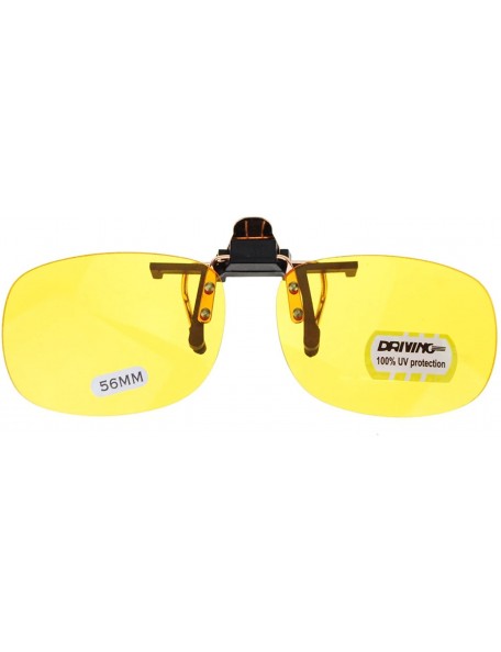 Rectangular Unisex Retro 39mm x 56mm Clip On Night Driving Yellow Lens Sunglasses Copper - CD11TOO780F $10.26
