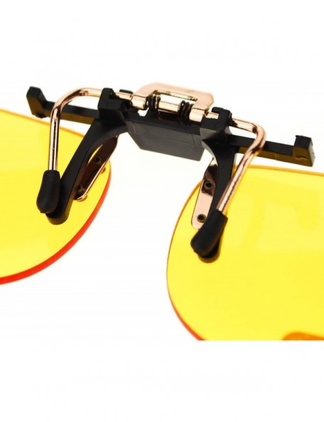 Rectangular Unisex Retro 39mm x 56mm Clip On Night Driving Yellow Lens Sunglasses Copper - CD11TOO780F $10.26