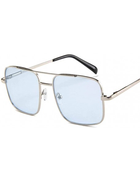 Oversized Ladies Oversized Square Sunglass Women New Big Frame Brand Designer Black - Blue - CD18XDWX8XC $10.18