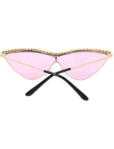 Square Vintage Cat Eye Diamond Crystal Sunglasses for Women Oversized Plastic Frame - Pink Lens/Diamond - CW197LAGIU3 $15.85
