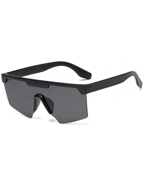 Oversized personality big box unisex trend conjoined outdoor riding sunglasses UV400 - Sand Black - CM18Z46EMC9 $12.18