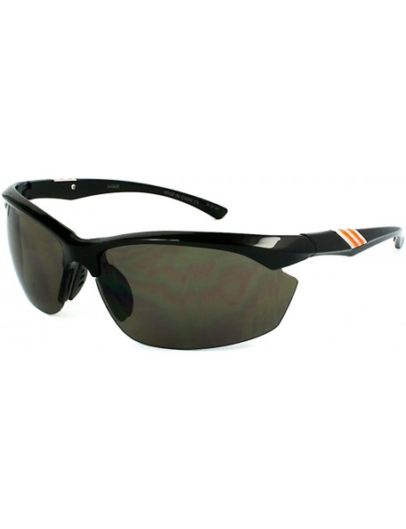 Oversized Semi-Rimless Sports Sunglasses w/Flash Mirror Lens 540629AM-FM - Black+orange - C112M911J2R $11.29