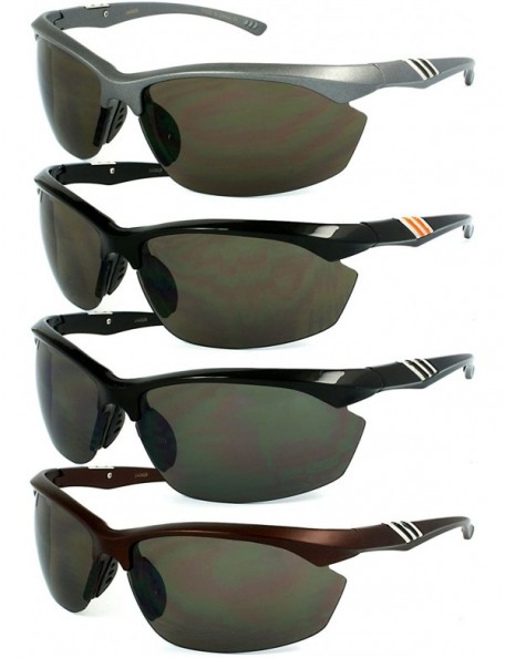 Oversized Semi-Rimless Sports Sunglasses w/Flash Mirror Lens 540629AM-FM - Black+orange - C112M911J2R $11.29