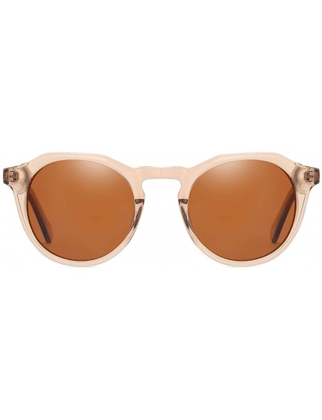 Sport Vintage Round Polarized Sunglasses for Men Women UV400 Protection - C5 Tea Frame Brown Lens - CF19974KYEY $22.99