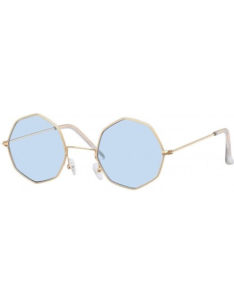 Square Hexagon Sunglasses Women Men Ladies Small Square Sunglases Female Metal Frame Driving Fishing Glasses - CV198Y45C5Z $9.68