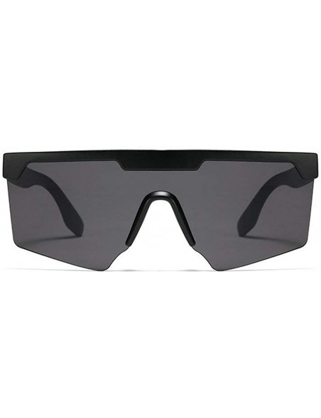 Oversized personality big box unisex trend conjoined outdoor riding sunglasses UV400 - Sand Black - CM18Z46EMC9 $12.18