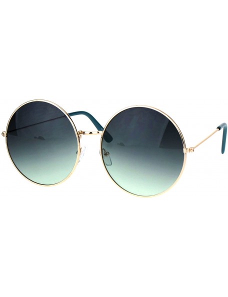 Aviator Classic Oversize JoplHippie Round Circle Lens Sunglasses - Gold Blue Smoke - CZ17YUTX2AW $15.90