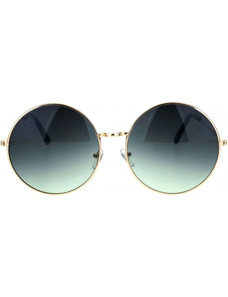 Aviator Classic Oversize JoplHippie Round Circle Lens Sunglasses - Gold Blue Smoke - CZ17YUTX2AW $15.90
