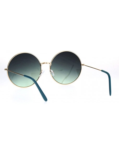 Aviator Classic Oversize JoplHippie Round Circle Lens Sunglasses - Gold Blue Smoke - CZ17YUTX2AW $15.90