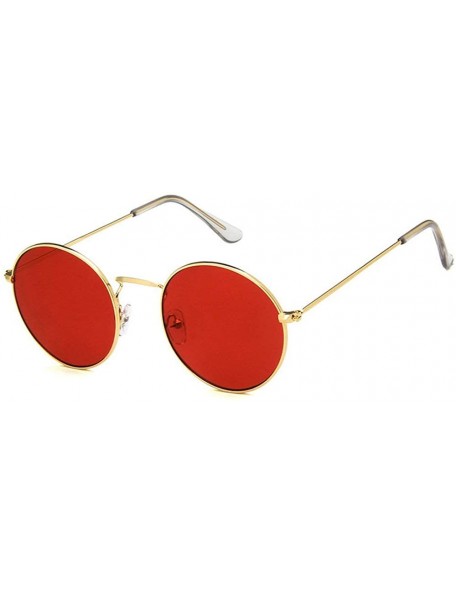 Round Women Luxury Brand Designer Metal Round Vintage Hip hop Sun glasses Shades - Red - CT18LMMQ276 $12.24
