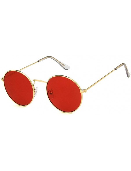 Round Women Luxury Brand Designer Metal Round Vintage Hip hop Sun glasses Shades - Red - CT18LMMQ276 $12.24