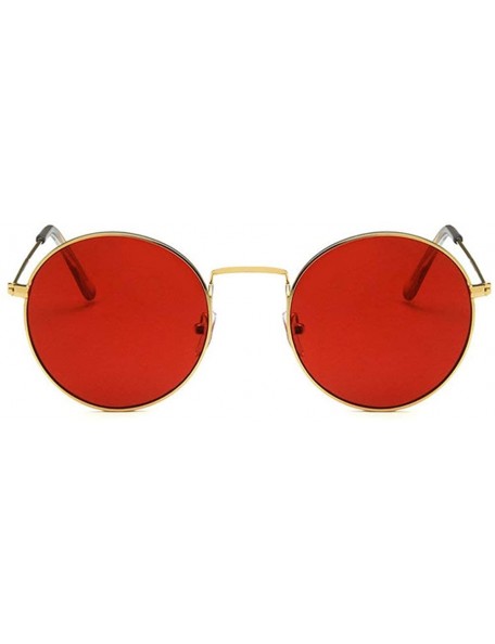Round Women Luxury Brand Designer Metal Round Vintage Hip hop Sun glasses Shades - Red - CT18LMMQ276 $12.24
