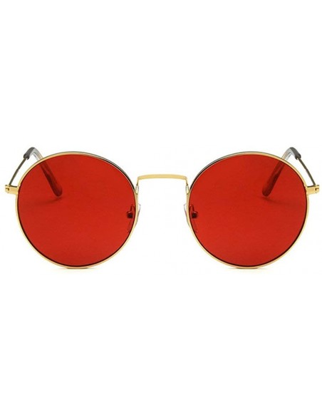 Round Women Luxury Brand Designer Metal Round Vintage Hip hop Sun glasses Shades - Red - CT18LMMQ276 $12.24