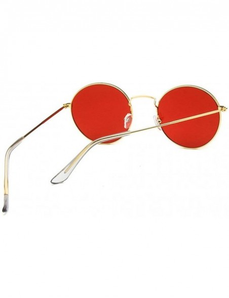 Round Women Luxury Brand Designer Metal Round Vintage Hip hop Sun glasses Shades - Red - CT18LMMQ276 $12.24