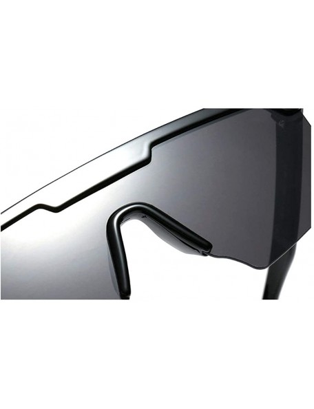 Oversized personality big box unisex trend conjoined outdoor riding sunglasses UV400 - Sand Black - CM18Z46EMC9 $12.18