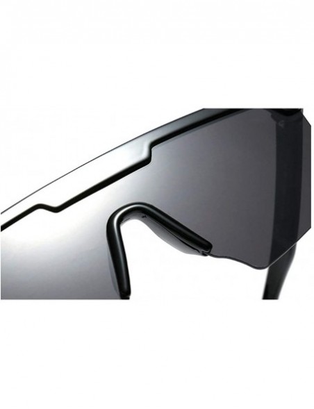 Oversized personality big box unisex trend conjoined outdoor riding sunglasses UV400 - Sand Black - CM18Z46EMC9 $12.18