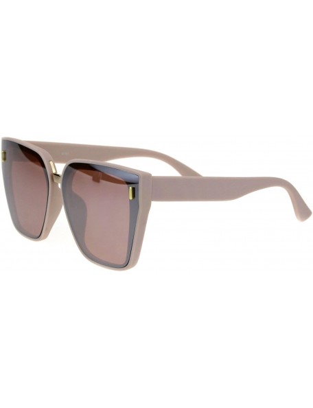 Butterfly Womens Squared Angular Rectangular Butterfly Cat Eye Plastic Sunglasses - Beige Brown Mirror - C018GM2QUAU $7.32