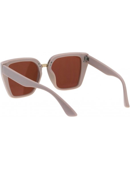 Butterfly Womens Squared Angular Rectangular Butterfly Cat Eye Plastic Sunglasses - Beige Brown Mirror - C018GM2QUAU $7.32