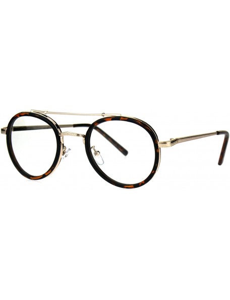 Oval Vintage Fashion Clear Lens Glasses Oval Round Designer Style Eyeglasses - Gold Tortoise - CA186LRG4MM $9.24