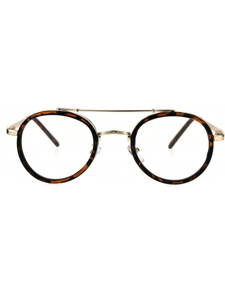 Oval Vintage Fashion Clear Lens Glasses Oval Round Designer Style Eyeglasses - Gold Tortoise - CA186LRG4MM $9.24