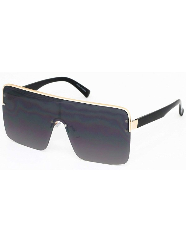 Shield Oversized Flat Top Square VINTAGE RETRO SHIELD VISOR Style Aviator SUNGLASSES - Black Gradient - CC18NWMYG8X $11.01