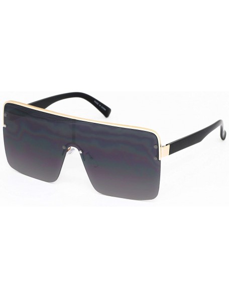 Shield Oversized Flat Top Square VINTAGE RETRO SHIELD VISOR Style Aviator SUNGLASSES - Black Gradient - CC18NWMYG8X $11.01