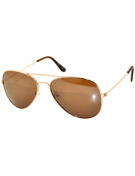 Aviator Classic Aviator Style Colored Lens Sunglasses Colored Metal Frame UV 400 - Gold Frame - CJ11T4483GD $8.55