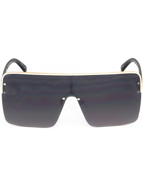 Shield Oversized Flat Top Square VINTAGE RETRO SHIELD VISOR Style Aviator SUNGLASSES - Black Gradient - CC18NWMYG8X $11.01