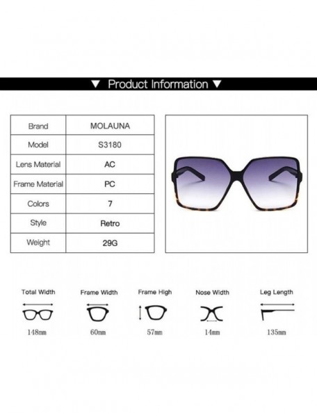 Square Vintage Oversize Sunglasses Glasses Gradient - CT199D60MZT $17.06