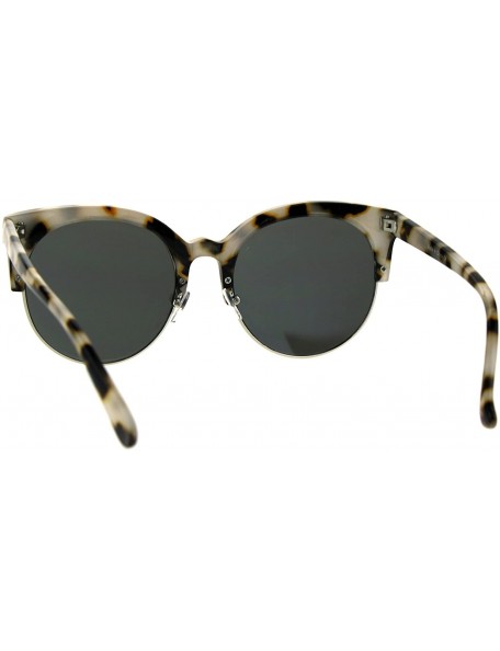 Round Round Cateye Sunglasses Womens Half Rim Style Oversized Fashion Shades - Beige Tort (Silver Mirror) - C118760A00N $13.65