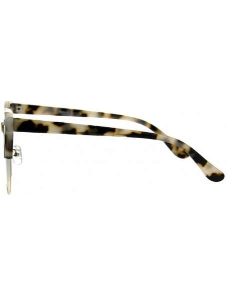 Round Round Cateye Sunglasses Womens Half Rim Style Oversized Fashion Shades - Beige Tort (Silver Mirror) - C118760A00N $13.65