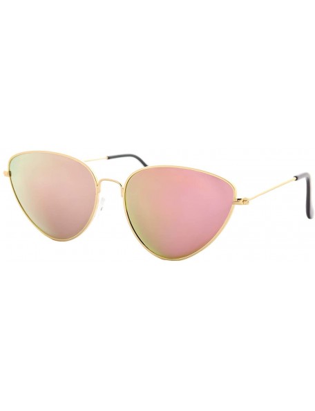 Cat Eye Cat Eye Sunglasses for Women Tinted Colored Lens Modern Trendy Stylish - Gold Metal Frame / Mirrored Pink Lens - CL18...