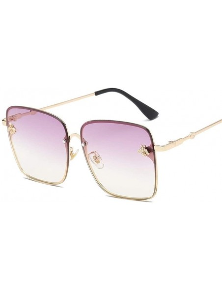 Oversized Sunglasses Women Men Retro Metal Frame Oversized Sun Glasses Female (Color Purple) - Purple - CN199EI0MI4 $14.43