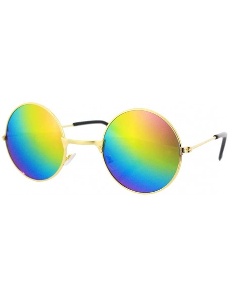 Goggle Round Retro Vintage Circle Style Sunglasses Colored Metal Frame Small Frame 44mm - Rainbow - CN18Q6L30RK $7.38