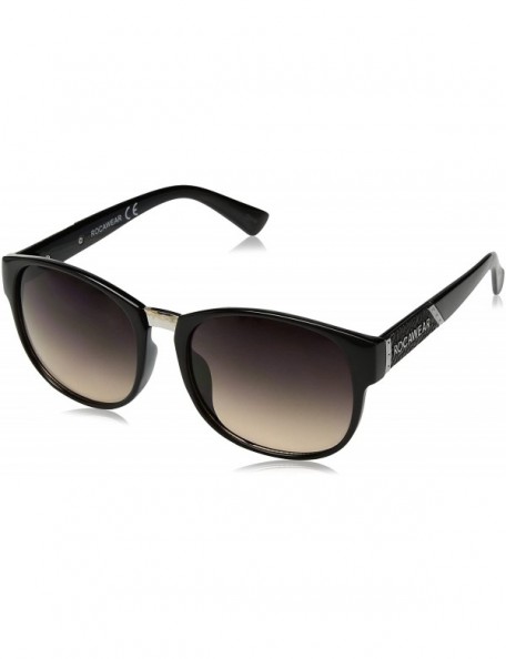 Oval Women's R3193 Rectangular Sunglasses with Metal Bridge & 100% UV Protection - 55 mm - Black - CU129HHB2Z5 $28.89