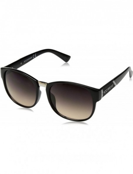 Oval Women's R3193 Rectangular Sunglasses with Metal Bridge & 100% UV Protection - 55 mm - Black - CU129HHB2Z5 $28.89