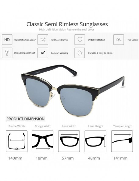 Rimless Classic Semi Rimless Half Frame Sunglasses for Women Men UV400 Protection - CC18GA7T8XU $12.10