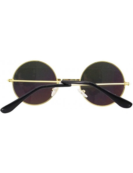 Goggle Round Retro Vintage Circle Style Sunglasses Colored Metal Frame Small Frame 44mm - Rainbow - CN18Q6L30RK $7.38